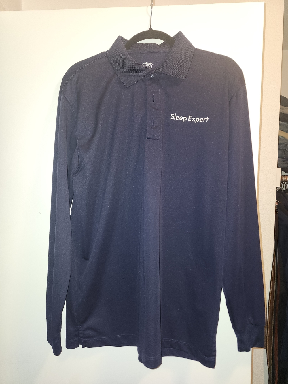 2x Men's Mattress Firm Sleep Expert Navy Long-Sleeve Polo NWOT Large